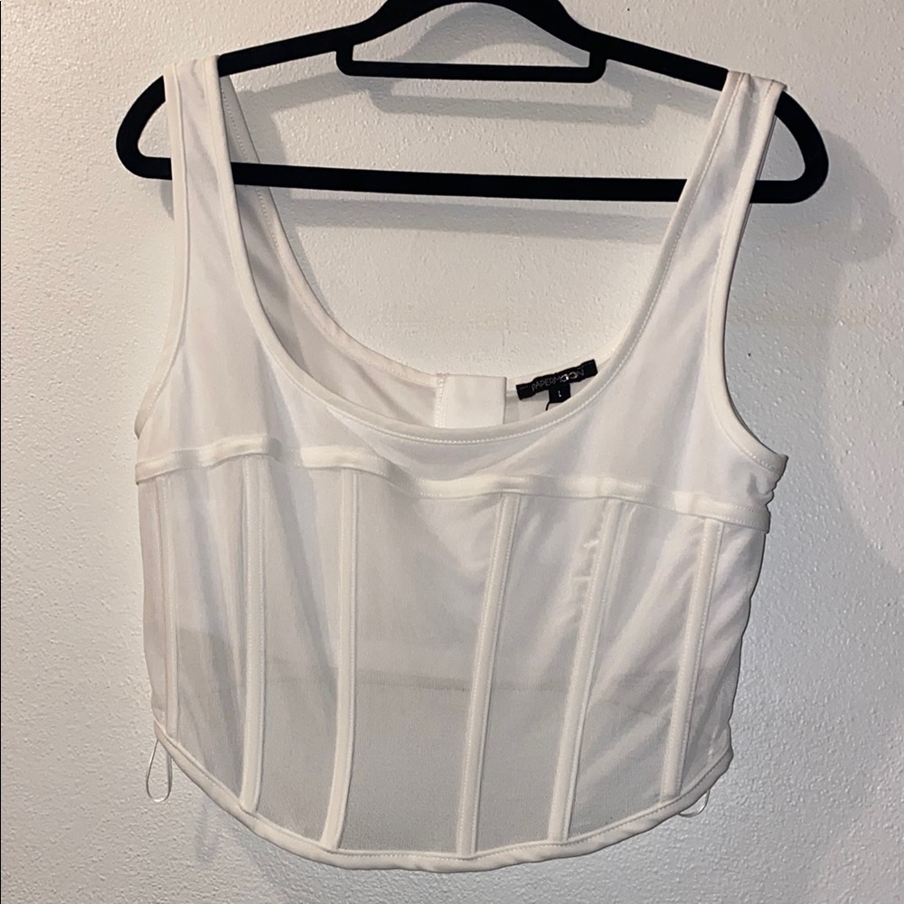 Papermoon Woman’s White Sleeveless Crop Bustier Top size Large closet clear out